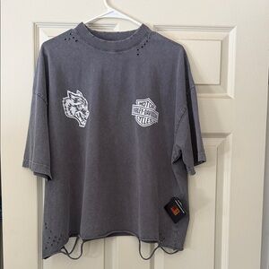 Harley-Davidson Charcoal Tee with Wolf and Logo
